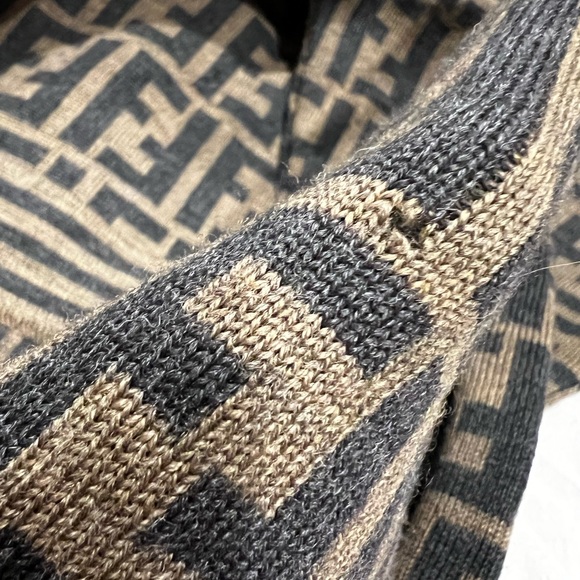 SOLD! FENDI Vintage Wool Zucca Monogram Logo Cardigan Brown - Picture 3 of 9